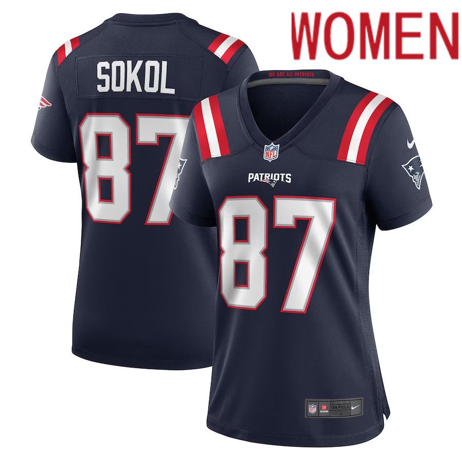 Women New England Patriots #87 Matt Sokol Nike Navy Game Player NFL Jersey